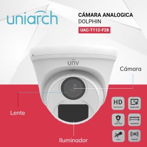 CAMARA DOMO ANALOGICA DOLPHIN 2 MPX LENTE FIJO 2.8MM UNIVIEW - Vista 5