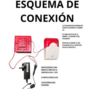 ALARMA DE INCENDIO CON SIRENA PARA INTERIOR Y PULSADOR - Vista 2