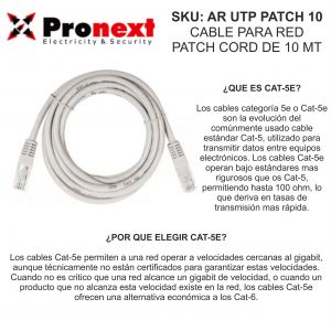 CABLE PARA RED PATCH CORD DE 10 METROS UTP PRONEXT - Vista 3