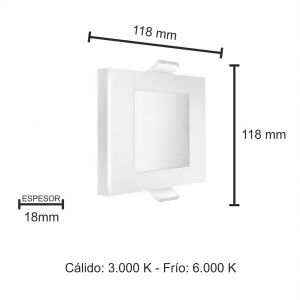 PANEL LED EMBUTIR CUADRADO 6W MACROLED - Vista 4