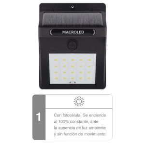 ARTEFACTO SOLAR DE PARED 1.5W IP54 MACROLED - Vista 7