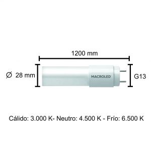 TUBO LED 18W T8 1.20 MTS VIDRIO MACROLED - Vista 7