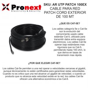 CABLE PARA RED PATCH CORD DE 100 METROS EXTERIOR PRONEXT - Vista 3