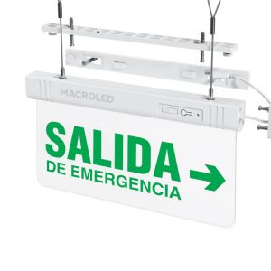 CARTEL DE SALIDA DE EMERGENCIA FLECHA A LA DERECHA LUMINOSO MACROLED - Vista 2