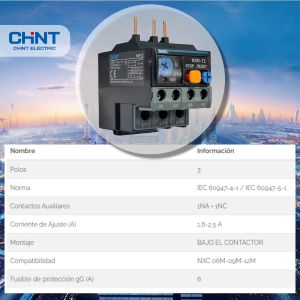 RELEVO TERMICO 1.6 - 2.5A P/ MINI CONTACTOR (NXC 12M) CHINT - Vista 4
