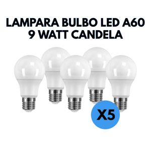 LAMPARA BULBO LED 10 WATT CANDELA COLOR FRIO X5 UNIDADES - Vista 2