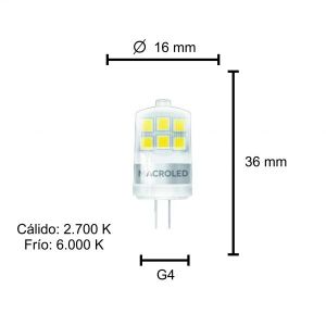LAMPARA BIPIN 2W G4 12V MACROLED - Vista 5