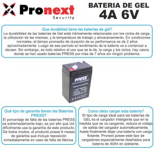 BATERIA DE GEL PRESS DE 6V 4A - Vista 3