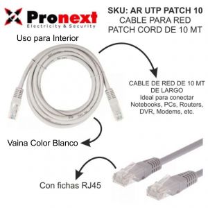 CABLE PARA RED PATCH CORD DE 10 METROS UTP PRONEXT - Vista 2