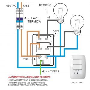 SET ARMADO LINEA DUNA 2 PUNTOS Y 1 TOMA 10A EXULTT - Vista 3