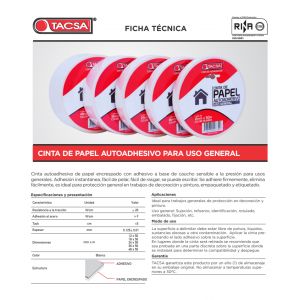 CINTA DE ENMASCARAR PAPEL 24 MM X 50 METROS TACSA - Vista 3