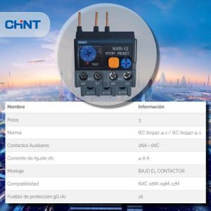 RELEVO TERMICO 4 - 6A P/ MINI CONTACTOR (NXC 12M) CHINT - Vista 4