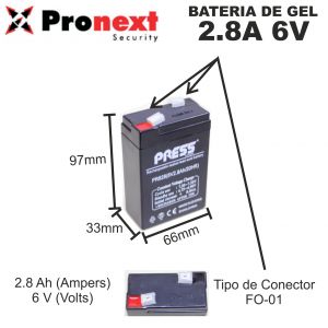 BATERIA DE GEL DE 6V 2.8 AH PRESS - Vista 4
