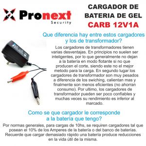 CARGADOR DE BATERIA DE GEL 12V 1 AMP C/ CORTE AUTOMATICO PRONEXT - Vista 3