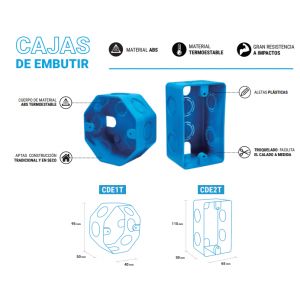 CAJA EMBUTIR OCTOGONAL TURQUESA STAR BOX - Vista 1