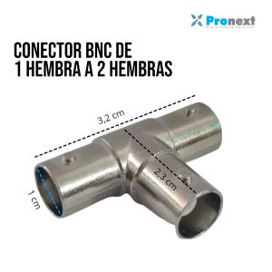 CONECTOR BNC DE 1 HEMBRA A 2 HEMBRAS PRONEXT - Vista 4