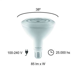 LAMPARA PAR 38 LED 20W E27 LUZ FRIO MACROLED - Vista 2