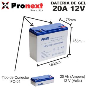 BATERIA DE GEL DE 12V 20 AH PRESS CICLO PROFUNDO - Vista 2