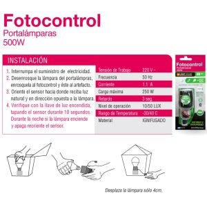 FOTOCONTROL PORTA LAMPARA E27 500W LIGHT HOUSE - Vista 3