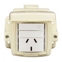 CAJA CAPSULADA EXTERIOR 1 PUNTO Y TOMA 10 AMP C/ TAPA EXTERIOR EXULTT