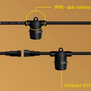 GUIRNALDA 10 METROS 20 PORTALAMPARAS CORTO MACROLED - Vista 3