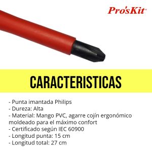 DESTORNILLADOR CON AISLACION PHILIPS 3X150MM 1000V PROSKIT - Vista 5