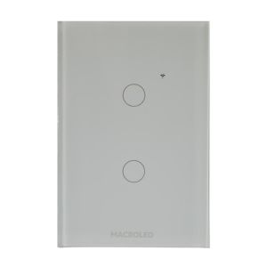 LLAVE LUZ PARED INTERRUPTOR WIFI TOUCH SMART 2 CANAL C/ CAPACITOR 7A MACROLED ROMA