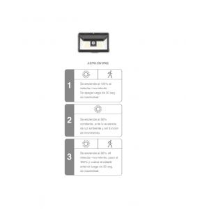 ARTEFACTO SOLAR DE PARED 5W CON SENSOR DE MOVIMIENTO 2 FUNCIONES IP65 MACROLED - Vista 6