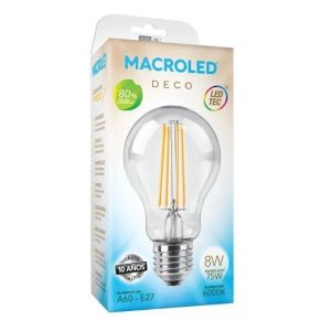 LAMPARA BULBO FILAMENTO LED 8W E27 MACROLED - Vista 4