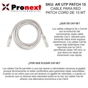 CABLE PARA RED PATCH CORD DE 15 METROS UTP PRONEXT - Vista 3