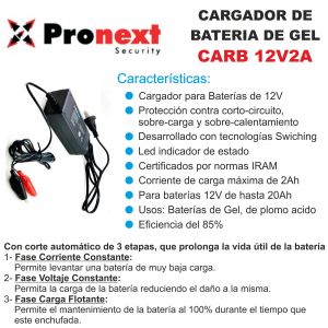 CARGADOR DE BATERIA DE GEL 12V 2 AMP C/ CORTE AUTOMATICO PRONEXT - Vista 2