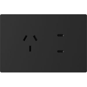 TOMACORRIENTE Y USB-C MILAN NEGRO MACROLED, AC 250V, 10A MAX. 2 USB-C DE 20W, BASTIDOR METALICO