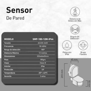 KIT ALARMA PARA OBRAS CONSTRUCCIONES TERRENOS C/ REFLECTOR LED 30W Y SENSOR DE MOVIMIENTO BLANCO - Vista 3