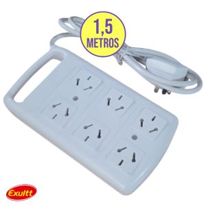 PROLONGADOR ZAPATILLA 6 TOMAS ESPECIAL C/CABLE 1.5 MTS EXULTT - Vista 3