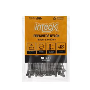 PRECINTO DE NYLON 3.6MM X150MM - NEGRO X 100 UNIDADES INTECK - Vista 2