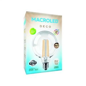 LAMPARA GLOBO FILAMENTO LED 8W E27 DIMERIZABLE MACROLED - Vista 4
