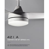 VENTILADOR DE TECHO BLANCO 421A CON LUZ 42” MOTOR DE ALTA EFICIENCIA LEUK