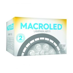 LAMPARA AR111 LED 15W 25º GU10 DIMERIZABLE DE PVC GRIS MACROLED - Vista 2