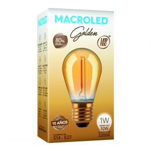 LAMPARA GOTA GOLDEN FILAMENTO LED 1W E27 MACROLED - Vista 1