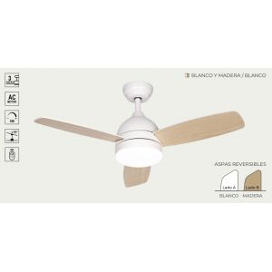 VENTILADOR DE TECHO BLANCO Y MADERA 422C CON LUZ 42” MOTOR DE ALTA EFICIENCIA LEUK - Vista 2