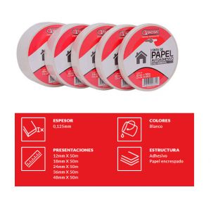 CINTA DE ENMASCARAR PAPEL 24 MM X 50 METROS TACSA - Vista 2