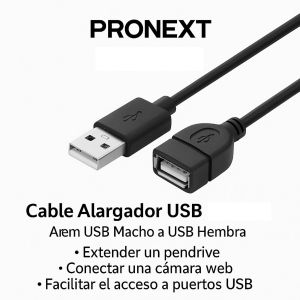 ALARGUE EXTENSOR USB 3 MTS CABLE PROLONGADOR HEMBRA PRONEXT - Vista 2