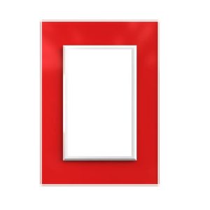 TAPA CRISTAL ROJO CON BASTIDOR Y MARCO BLANCO JELUZ