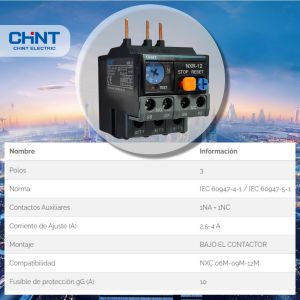 RELEVO TERMICO 2.5 - 4A P/ MINI CONTACTOR (NXC 12M) CHINT - Vista 5