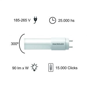 TUBO LED 12W T8 90 CM VIDRIO MACROLED - Vista 8