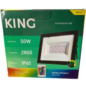 REFLECTOR LED 50W RGB KING 220V RGB C/ CONTROL REMOTO RF - Vista 3