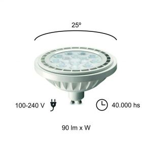 LAMPARA AR111 LED 15W 30º GU10 DIMERIZABLE ALUMINIO MACROLED - Vista 6