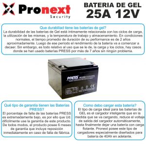 BATERIA DE GEL DE 12V 25 AH PRESS - Vista 2