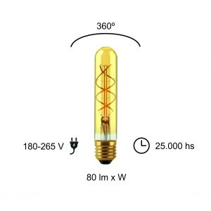 LAMPARA TUBO GOLDEN FILAMENTO LED 2W E27 MACROLED - Vista 4