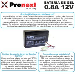BATERIA DE GEL DE 12V 0.8 AH PRESS - Vista 3